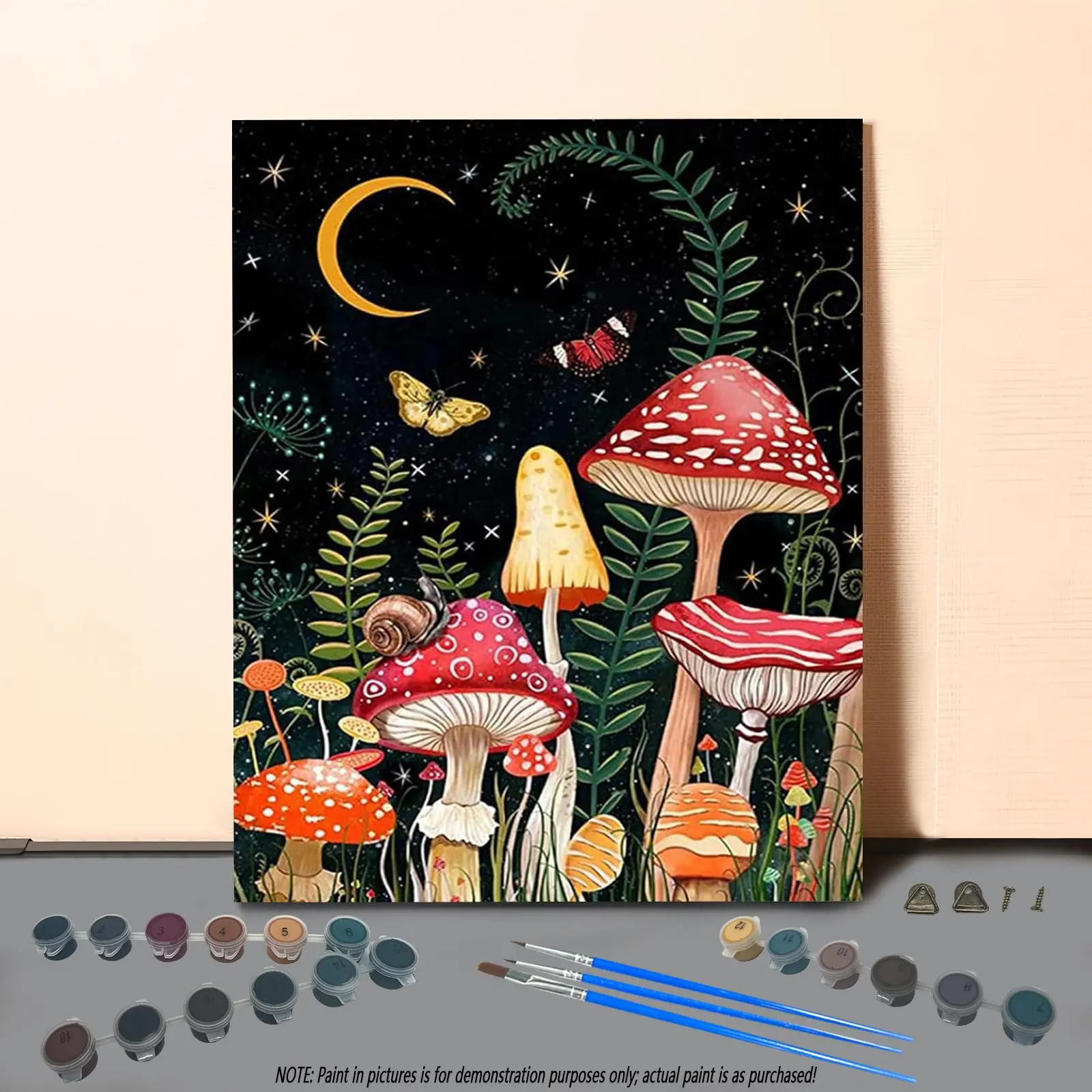 Mushroom Pattern DIY Painting By Numbers Kit, 1 Set DIY Paint By Numbers Kit, DIY Wall Art Painting for Home Bedroom Living Room Decor, Diy Painting Supplies