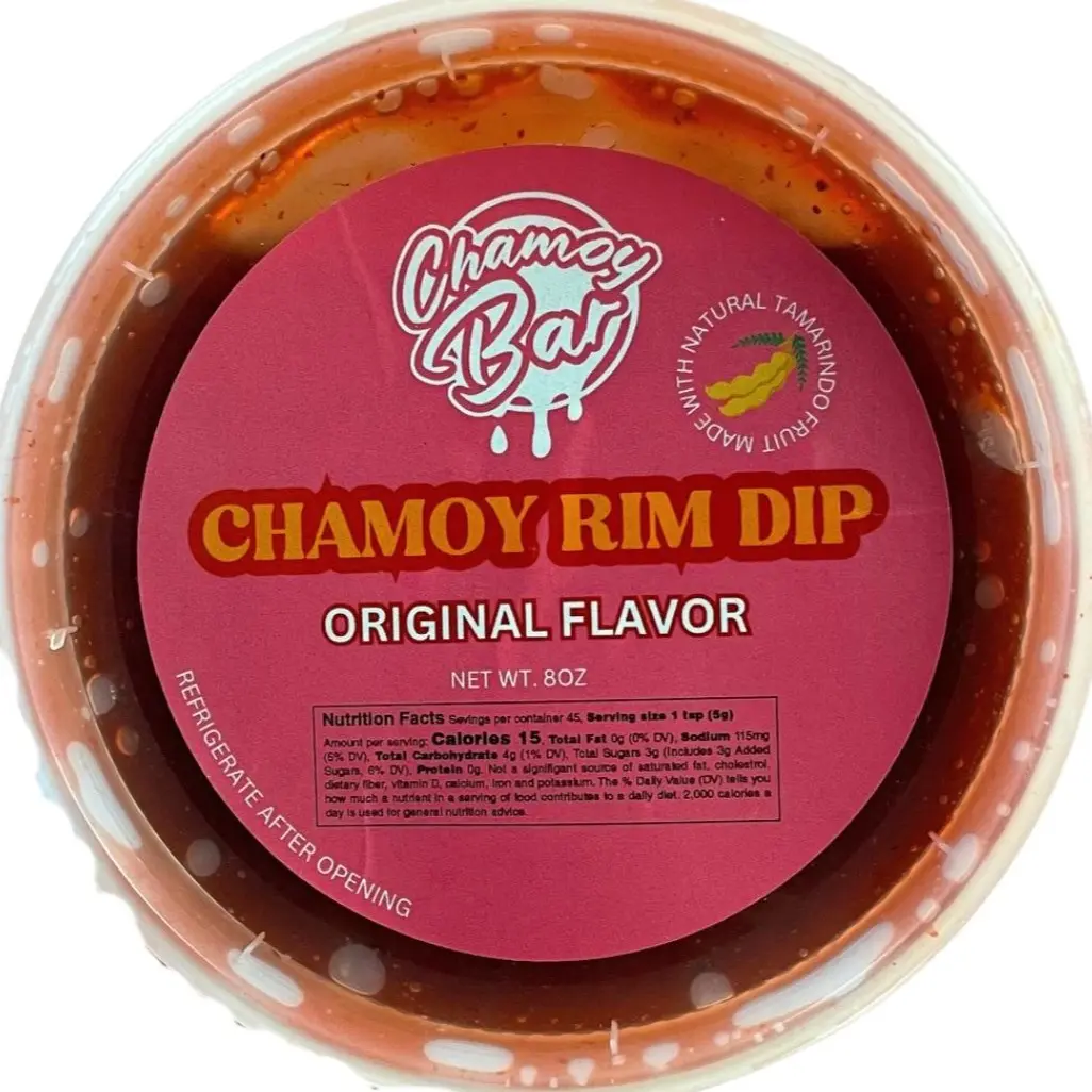 Original Chamoy Rim Dip with Real Tamarindo - use it to rim drinks, eat it with fruit or make mangonadas. Spicy sweet sauce.