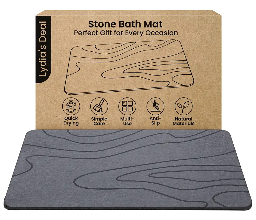 Stone Bath Mat, Diatomaceous Earth Bath Mat Non-Slip Bath Stone Shower Mat Diatomite, Quick Drying Absorbent for Floor Super Absorbent