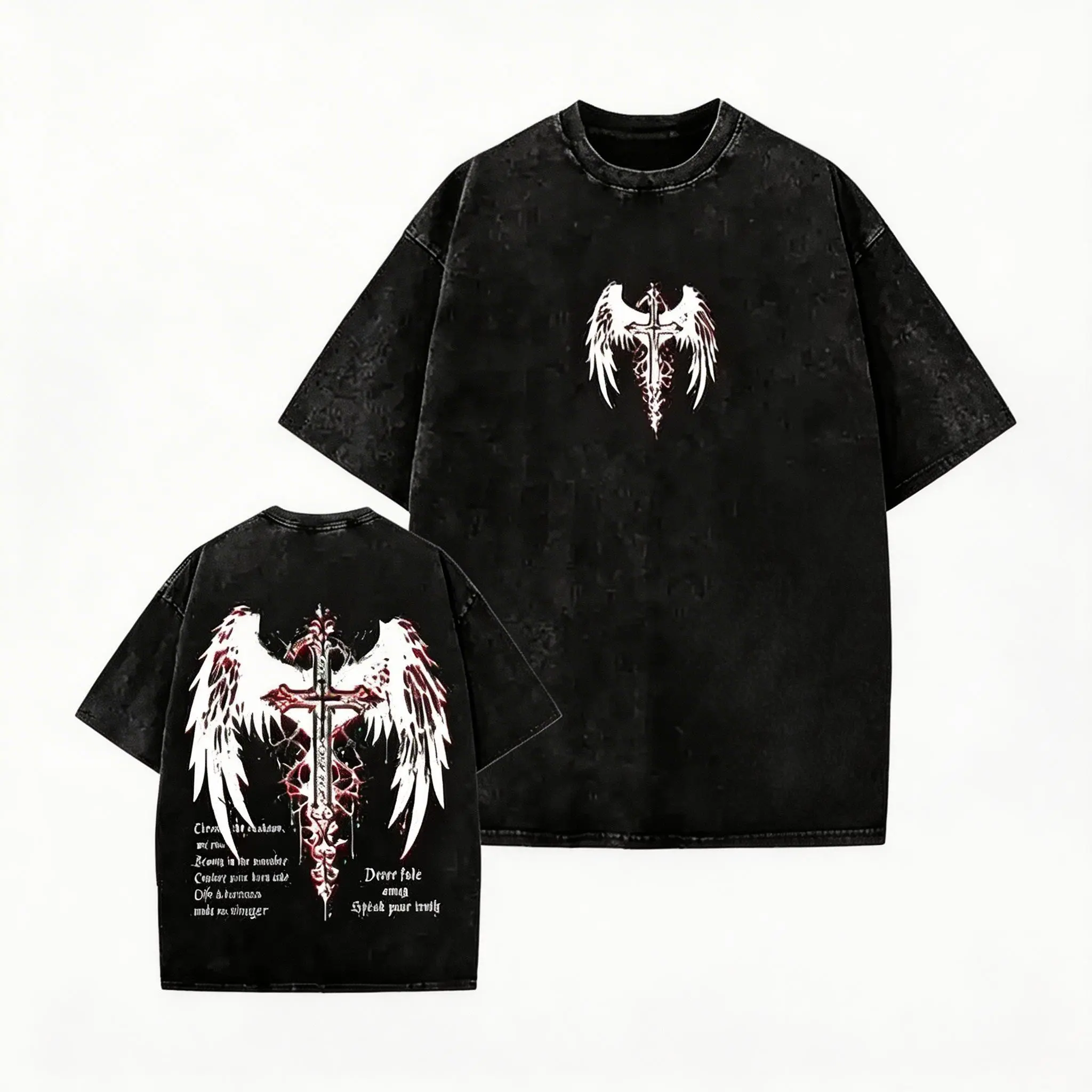 Gothic Cross Y2k Graphic Tees Vintage Goth Punk Shirts for Men Streetwear Oversized Acid Washed T-shirts Menswear Vintage Tee Loose Fit Short Sleeve Casual Streetwear Baggy Washed Unisex Tops  Tropical Crewneck