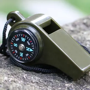 3 in 1 Camping Compass,  1 Count Emergency Whistle with Thermometer, Outdoor Compass for Hiking, Camping, Fishing, Hunting, Travel, Outdoor Accessories