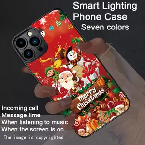 Christmassy, colorful, voice-activated luminous phone case for iPhone 16-12. Features intelligent voice control, luminous technology, dazzling drop protection, a luminous, colorful design, and a shockproof case.