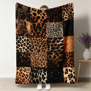 Luxurious Leopard Print Flannel Blanket, Leopard Pattern Blanket, Soft and Warm, Perfect for Home, Bedroom, Sofa, Travel, High-End Gift, Ultra-Light, No Pilling 50"x60"