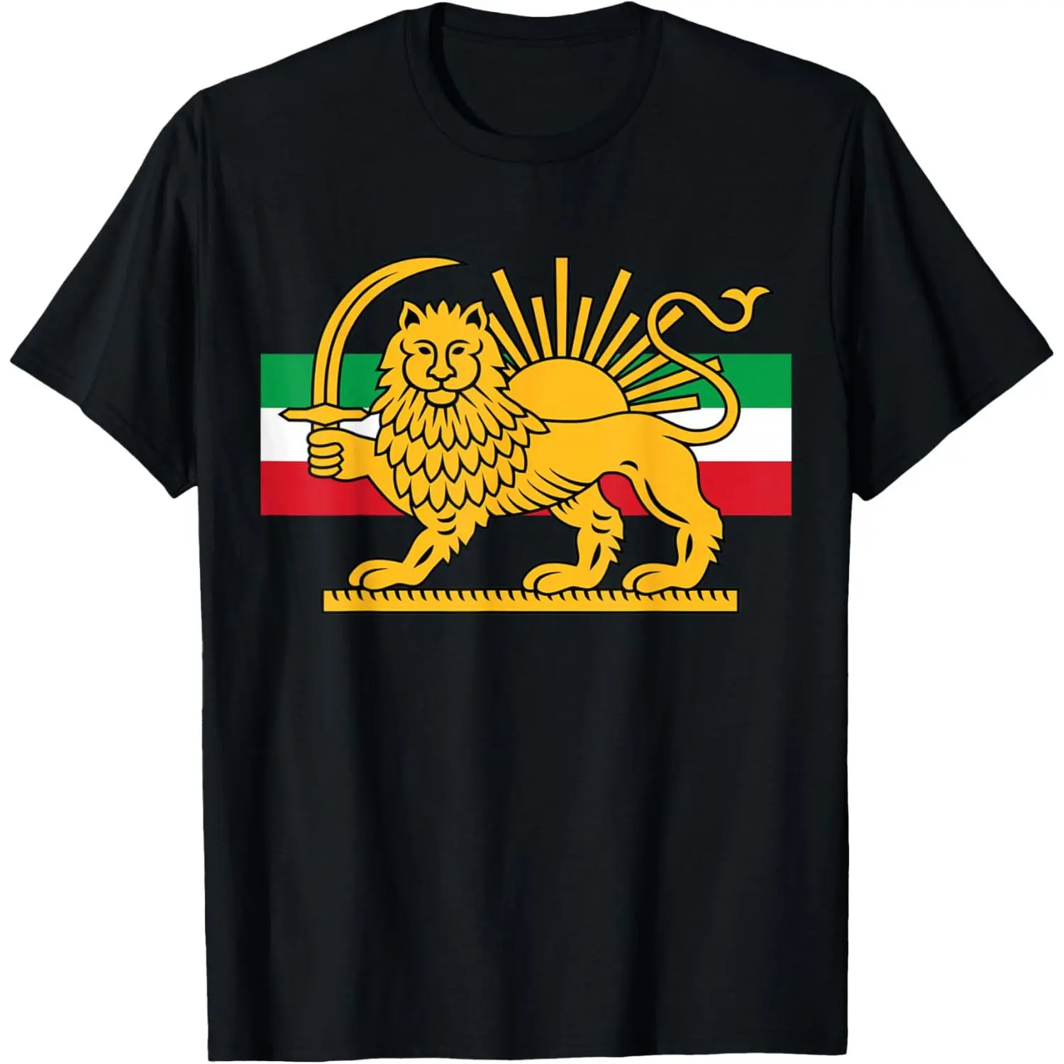 Women's 100% Cotton Short-Sleeve Round Neck Casual Graphic T-Shirt - Lion and Sun Iran Persia Top