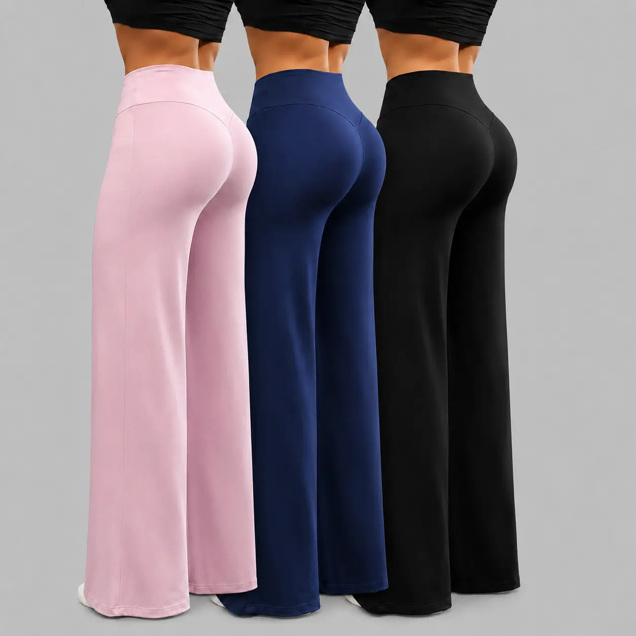 Women's 3-Pack High-Waist Straight-Leg No Front Seam Buttery Soft Polyester Blend Full Length Yoga & Gym Multi-Sport Wear Fitness Tights# seamless pant, Leggings Women, Poly Blend