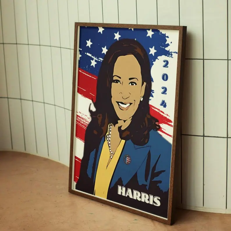 Kamala Harris 2024  Poster, Harris Wall art - Patriotic Presidential Campaign Art - First Woman President print