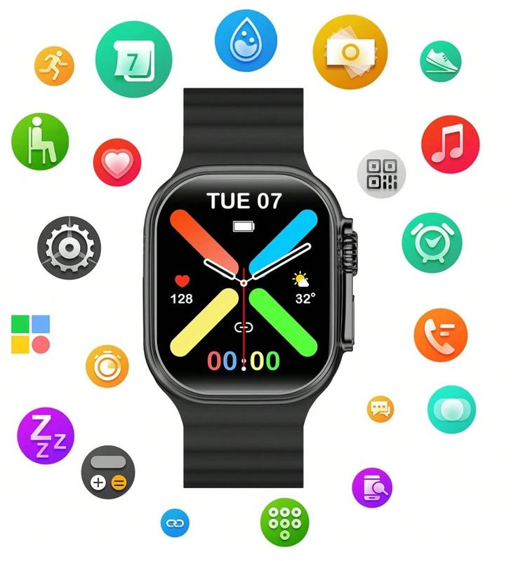 2026 Smart Watch Set | Bluetooth Call, Touch Screen, 100+ Sports Modes, Message Alerts | iPhone & Android | Includes Wireless Earbuds & 7 Bands