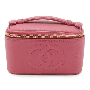 Pre-owned CHANEL Calfskin Tote Bags Coco Mark Caviar Skin Vanity Bag