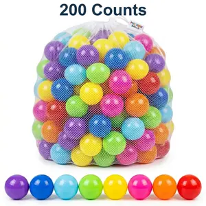 Ball Pit Balls 200 Count 8 Bright Colors 2.2 Inch Non Toxic Plastic for Playhouse & Swimming Pool Safe Soft Fun Children Approved Value Pack