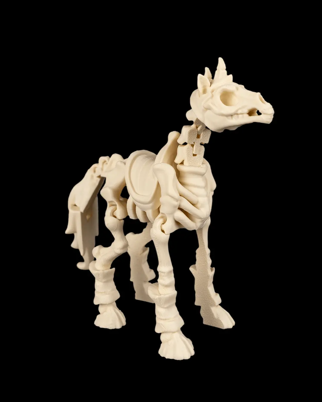 Skeleton Horse Articulated Figurine - Dark Fantasy Bone Steed Statue, Gothic Desk Decor