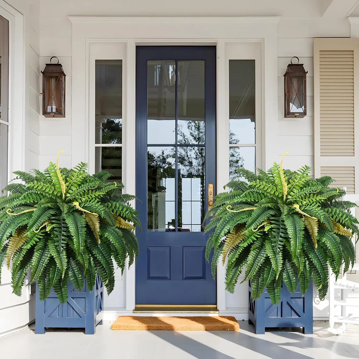 2 count 48''/ 88 Leaves XXL Large  Ferns Artificial Ferns for Outdoors,  Faux Boston Fern for Outdoor Planter Realistic  Artificial   for Porch Patio