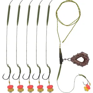 Carp Fishing Rig Kit Hair Carp Fishing Accessories Flat Pear Sinker Weight with Rolling Quick Change Swivels Hooks Tackle Rigs Set