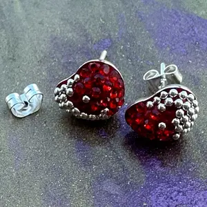Red Heart Dangle Earrings, Fashionable Statement Jewelry for Women, Minimalist Accessory for Daily Wear