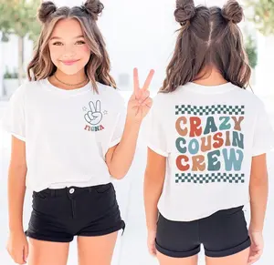 Personalized Crazy Cousin Crew Shirt, Retro Groovy Matching Cousin Tee, Family Reunion Squad Shirt, Front and Back Design, Kids Cousin Gift