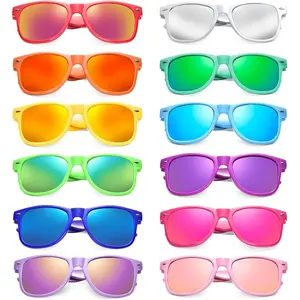 12/24 Pack Neon Color Sunglasses Classic Mirrored Lenses Glasses Men/Women Bulk Birthday Beach Pool Party Favors
