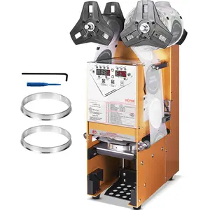 【Summervibes】VEVOR Fully Automatic Cup Sealing Machine, 500-650 Cups/H, Cup Sealer Machine for 180 mm Tall & 90/95 mm Cup, Electric Boba Tea Sealer with Digital Control LCD Panel for Bubble Milk Tea Coffee, Gold