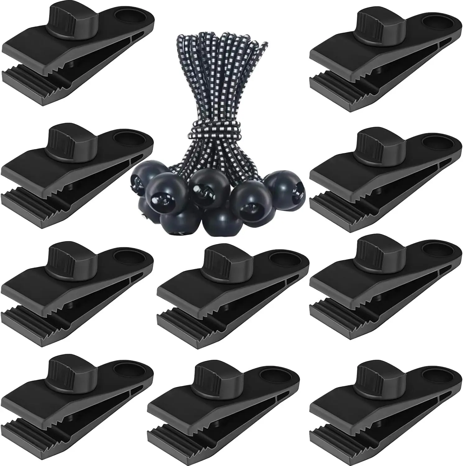GJANSH Tarp Clips Heavy Duty Lock Grip, 10 Pack Tarp Clamps Heavy Duty, Shark Tent Fastener Clips Holder, Pool Awning Cover Bungee Cord Clip, Car Cover Clamp