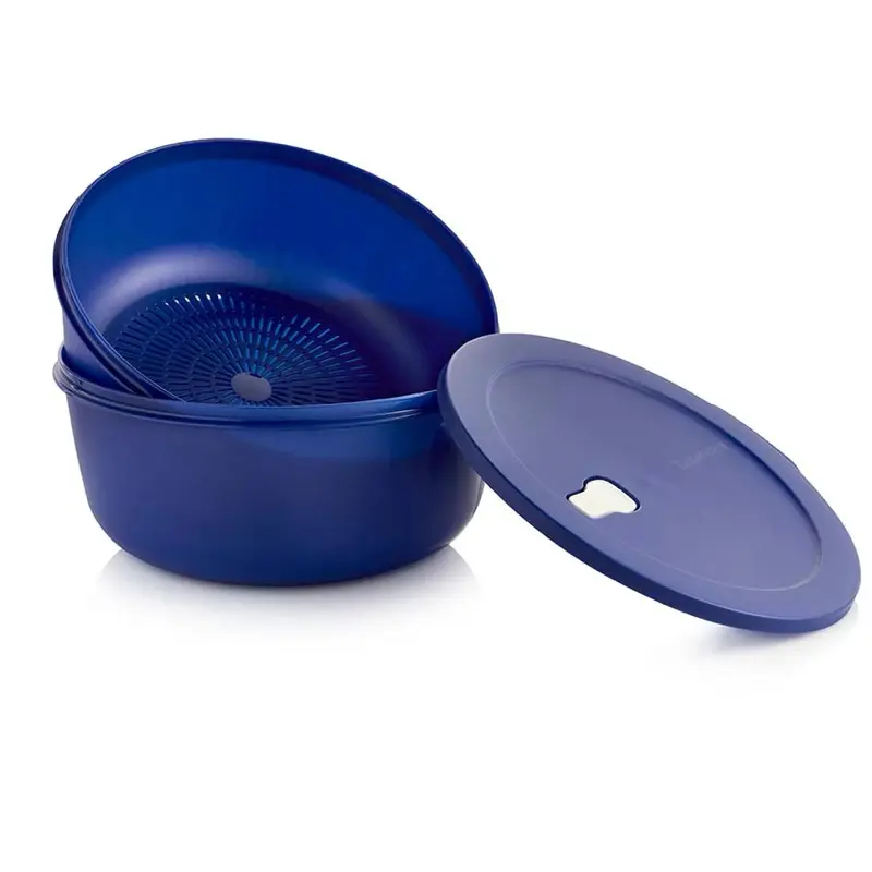 Microondas Round CrystalWave Contenedor extra grande de 16 tazas/3,8 L con colador para vapor, recalentar  y almacenamiento.