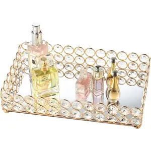 10 Inch   Perfume Tray Vanity Makeup  Trinket Organizer Mirrored Decorative Tray Storage  Deco Wedding Dresser Birthday  ()