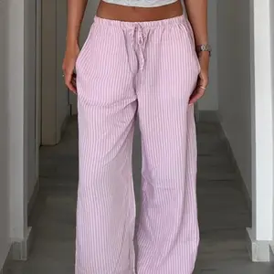 Women's Striped Print Drawstring Waist Wide Leg Pants, Casual Comfy Trousers for Summer, Fashion Women's Bottoms for Daily Wear, Casual Lounge Pant