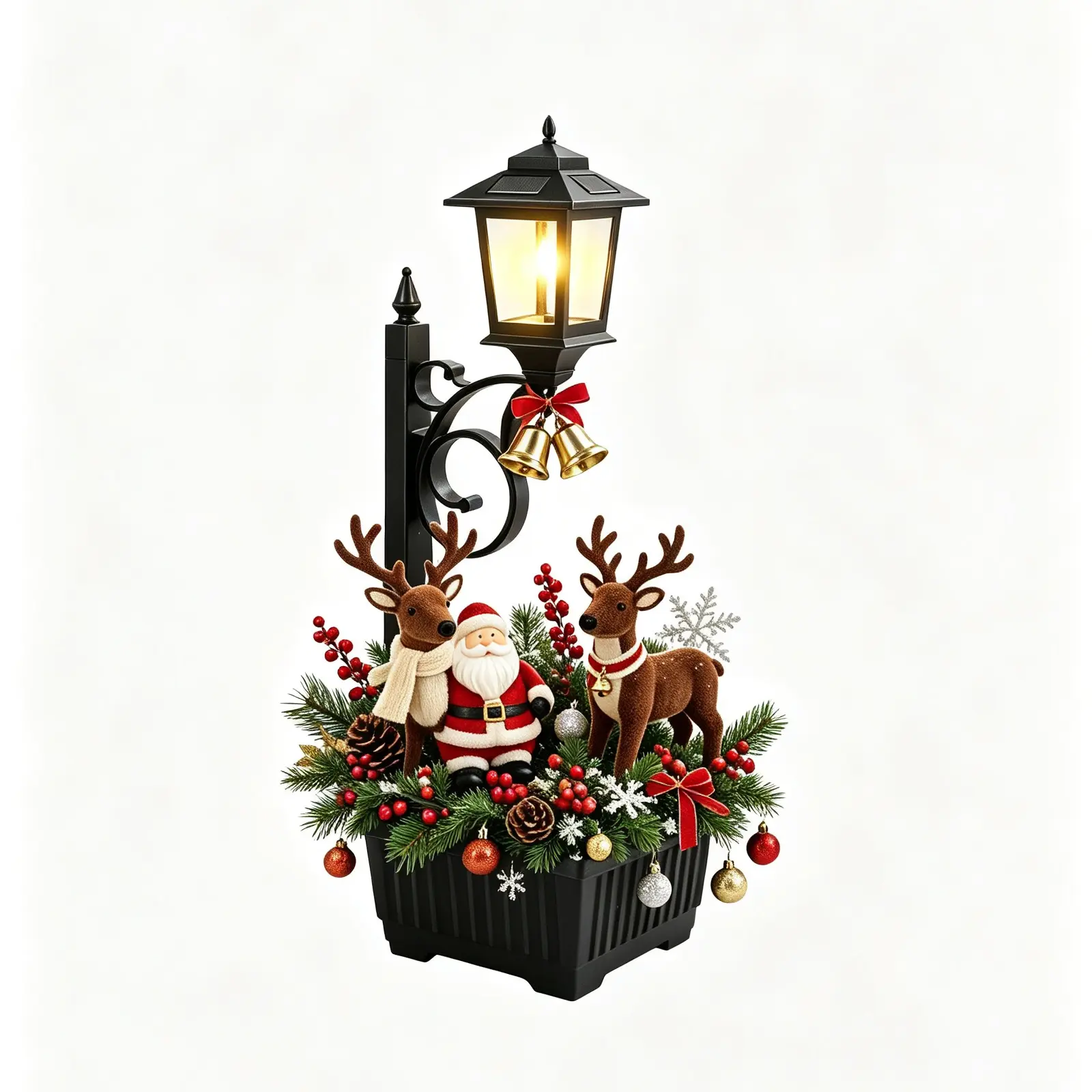 1Pc HOODINK 2-in-1 Outdoor Solar Post Light with Planter - 1 Pc Black Water Resistant Auto Shut-Off Decor, Halloween Front Door Accent for Porch Pathway Lighting