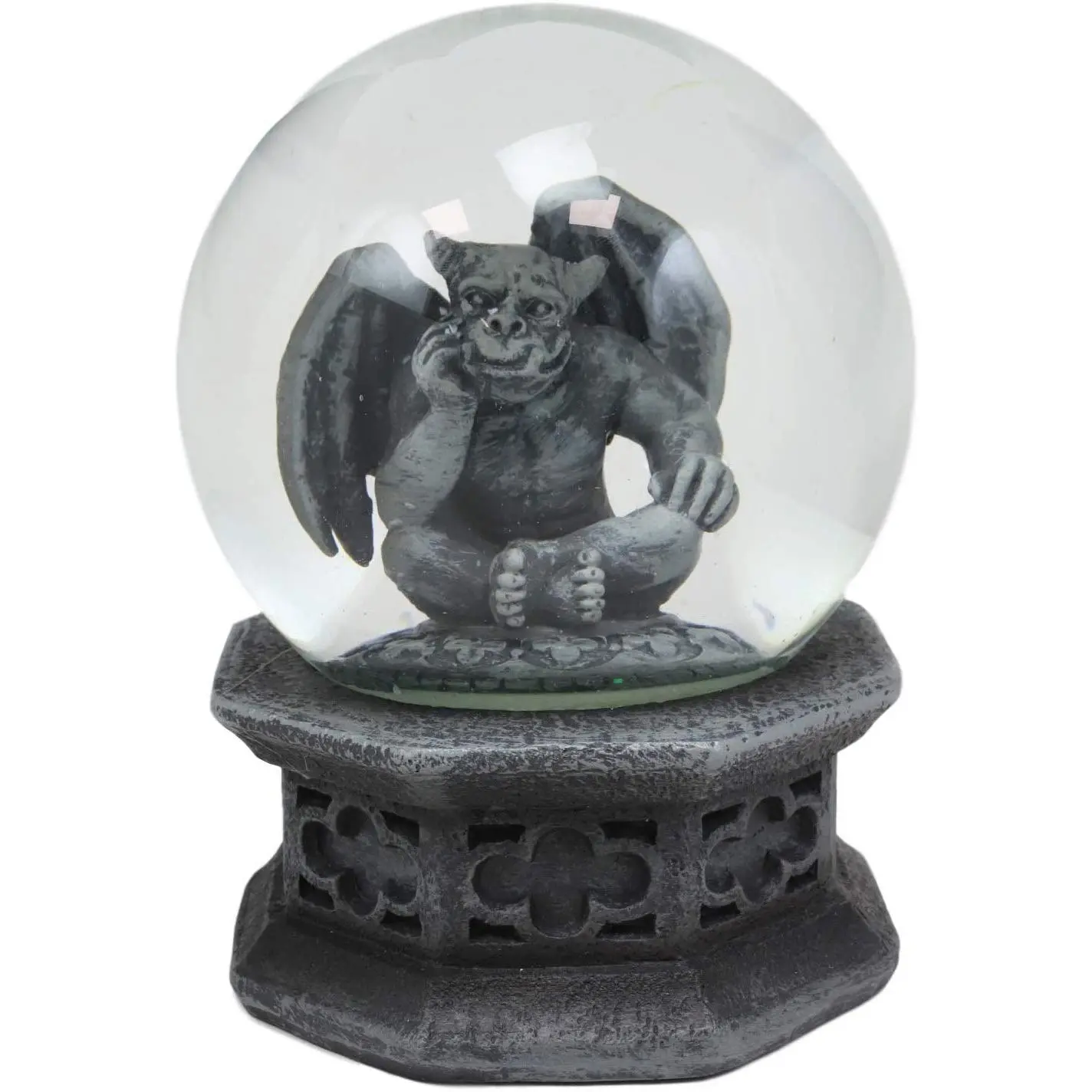 Ebros Handcrafted Magical Thinker Gargoyle Water Snow Globe with 100mm Dome, Pedestal Base, 5"H Figurine - Home Decor Statue, Ideal Gift for Home Supplies Enthusiasts