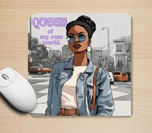 Queen of my Own World Inspirational Mouse Pads with Black Women Designs and Uplifting Quotes