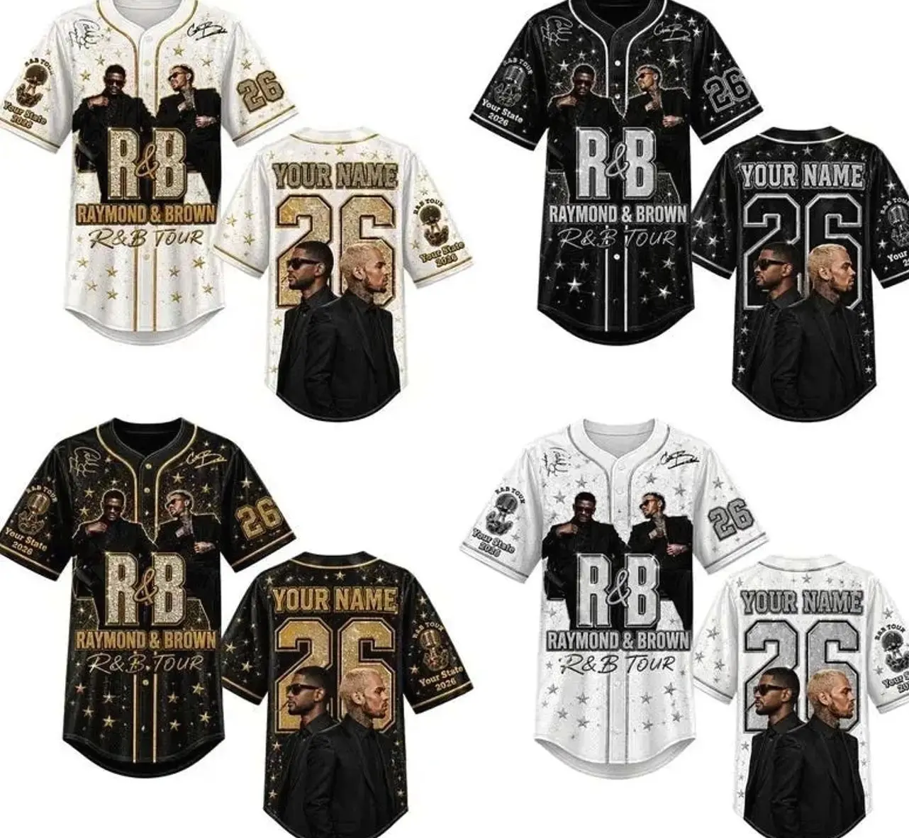 Style Brown and U Raymon and Brown R&B Tour 2026 Baseball Jersey Gift For True Fans, Gift for Him/Her, For Any Season