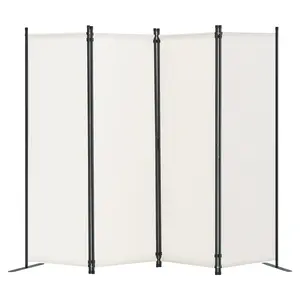 【Summervibes】VEVOR Room Divider,  4 Panel Room Dividers and Folding Privacy Screens, Fabric Partition Room Dividers for Office, Bedroom, Dining Room, Study, Freestanding, White