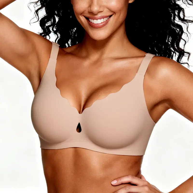 LUCKMEEY Bras for Women No Underwire Wave Push Up Wireless Bra Seamless Bras Full Coverage Bralettes Lift Everyday Bras