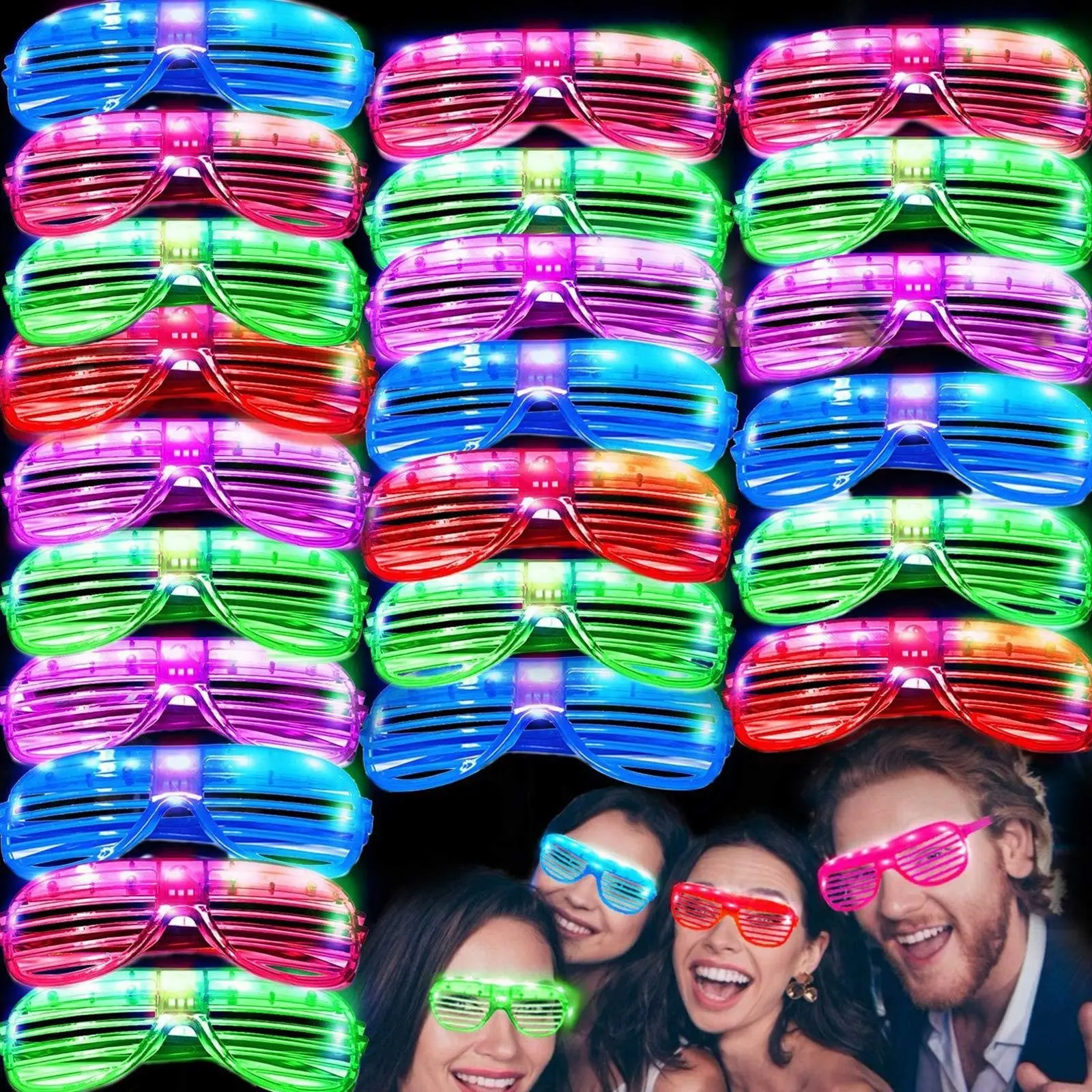 LED Light Up Glasses, 10/50pcs/set Flashing Glasses, Party Eyewear for Party, Festival, Concert, Wedding, Birthday, Party Supplies, Masks, Party Event Props, Party Photo Prop, Party Accessory