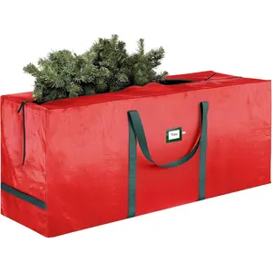 Heavy Duty Christmas Tree Storage Bag 7.5 Ft - Christmas Tree Bag Red - Tree Bags For Storage - Xmas Tree Storage Bag Holds 7.5 Ft Christmas Tree Bag For All Year Round Christmas Storage