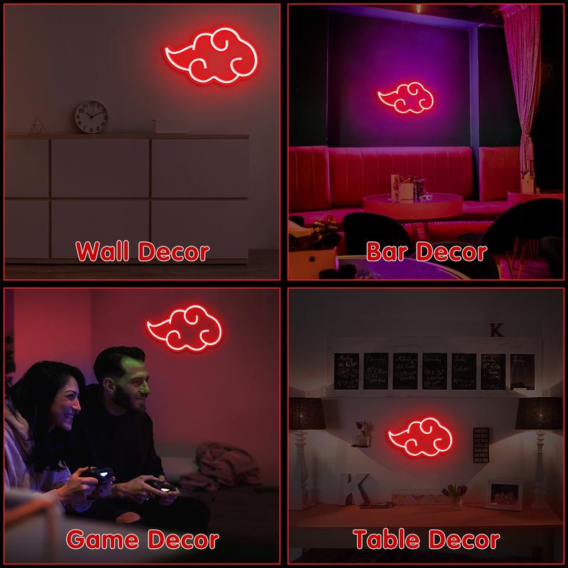 Cloud Anime Neon Sign, LED Neon Light, Game Neon Sign, Easy to Hang and Adjustable Brightness Wall Sign for Bedroom Game Room Party New Year's Gift Holiday Birthday Gift Multi-Speed Adjustable Smart Device (13.7x8.7in)