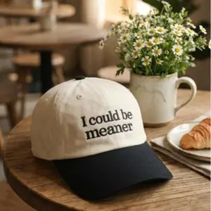 I Could Be Meaner Hat 2026 – Funny Embroidered Two-Tone Baseball Cap, Adjustable Cotton Dad Hat, Sarcastic Humor Gift for Friends, Boyfriend, Girlfriend