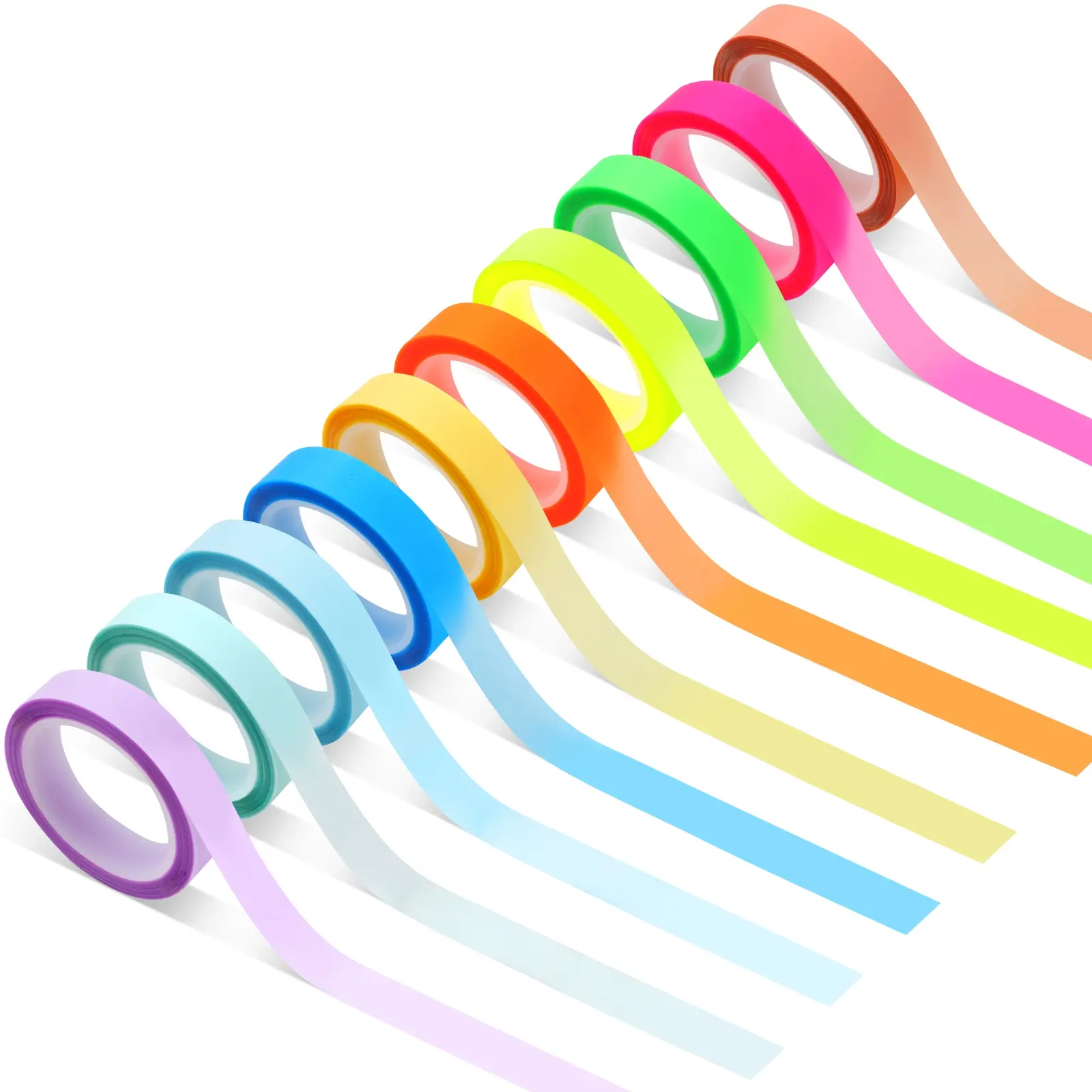 10 Rolls Highlighter Tape, 0.31 Inches X 16.4 Feet Transparent Removable Tape, Sticky Labels, Book Accessories, Office Supplies, Ideal for Students & Teachers Note Taking