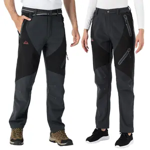 For Men and Women Waterproof Pants Insulated Cold weather Hiking Winter Snow Ski Softshell Outdoor Pants Zipper Pockets Climbing Thermal Jogger Trousers Thermal Lined Unisex