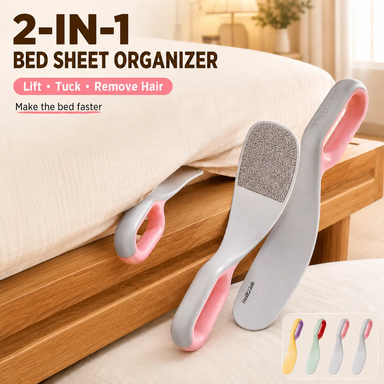 2-in-1 Mattress Lifter & Bed Sheet Holder, Hands-Free Lift Labor-Saving Home Organizer Tool for Securing Sheets, Tidying Gaps, Sturdy Easy-to-Use Bedroom Accessory