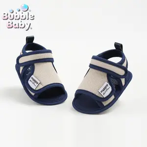 Baby Boys' Two-Tone Sandals - Adjustable Hook-and-Loop Straps, Non-Slip Soft Sole Newborn Crib Shoes, Summer Beach & Walking Sandals