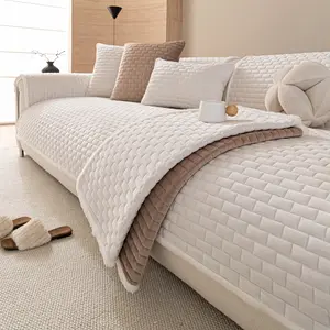 Modern Minimalist Thick Plaid Anti-Slip Sofa Cushion, Soft Skin-Friendly Cat Scratch Proof, Multi-Color Multi-Size, Pet Friendly All Seasons