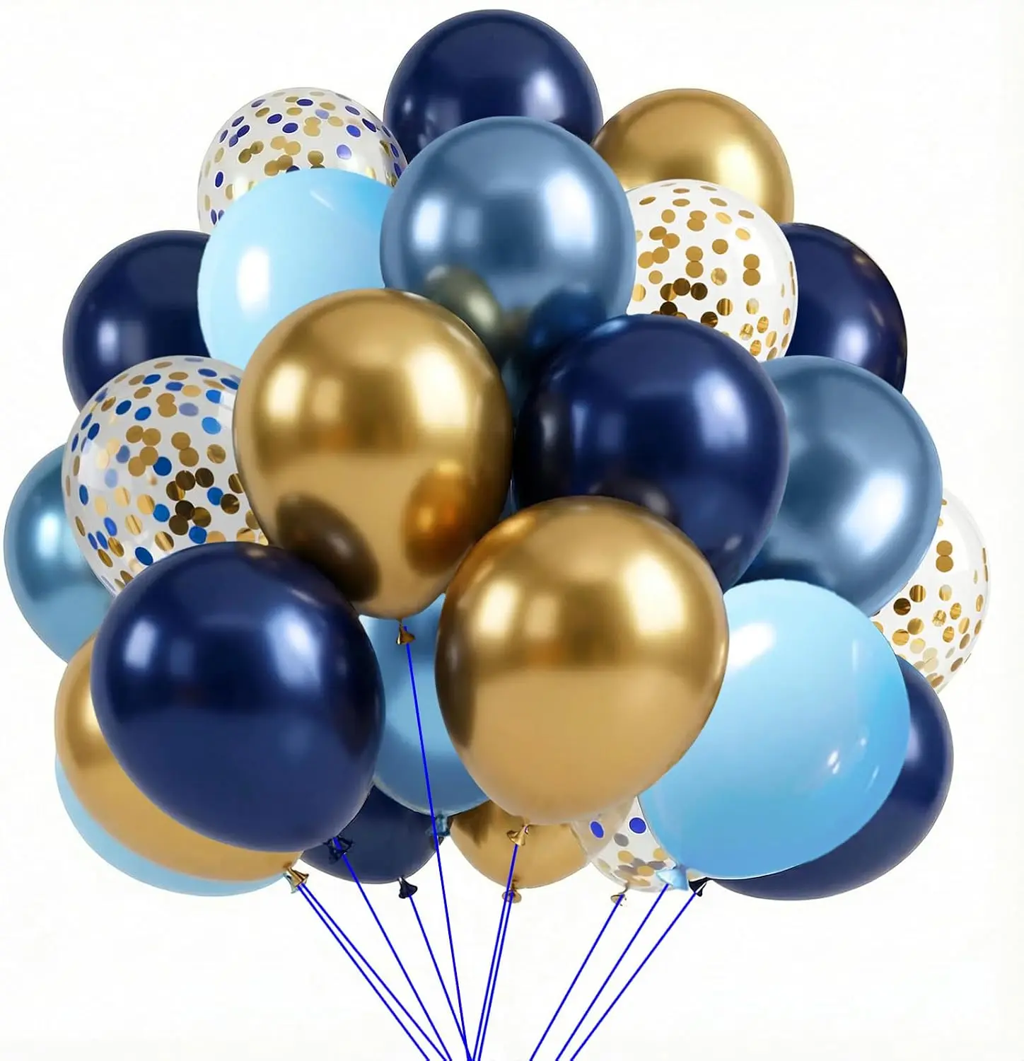 97Pcs Blue and Gold Balloon Set, Metallic Confetti Latex Balloons Kit with 10/5 Inch Balloons, Thick Durable Party Decorations for Birthday, Wedding, Bridal Shower, Baby Shower and Celebration Events