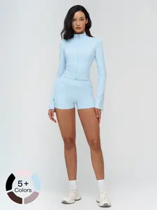 Women's Long Sleeve Yoga Top, Casual Outdoor Sports Set, Breathable & Stretchy Design, Perfect for Running & Gym Workouts