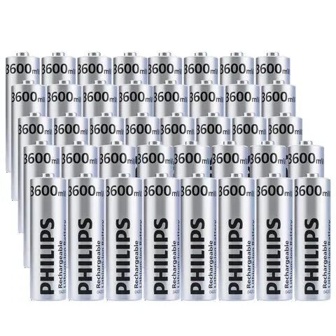 Philips Rechargeable AA Lithium Batteries Long-Lasting 1.5V, 3600mWh Li-ion Battery Replacement with 1200+ Cycles for Blink Outdoor Camera