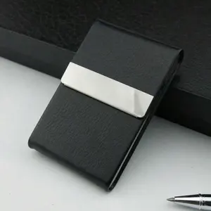 Creative Gift Metal Business Card Holder, Stainless Steel PU Business Card Case, Innovative Design Smoke Box, Durable Card Sleeve
