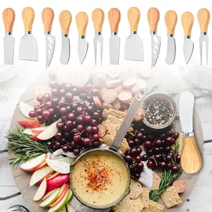 12PCS Cheese Knives, Wooden Handle Cheese Knife Set for Charcuterie Board, Mini Steel Stainless Cheese Cutter, Spreader, Fork for Party Wedding Christmas, Charcuterie Accessories