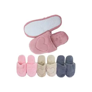 Big Heart Fuzzy Fleece Foam Lounge Slippers