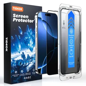 TIDEOK 2 Pack Auto Install Screen Protector for iPhone 15/16-Military Grade Shatterproof, 9H Anti Spy Glass, Full Edge Coverage, Dust Free, Bubble Free, Precise Fit,with Installation Frame