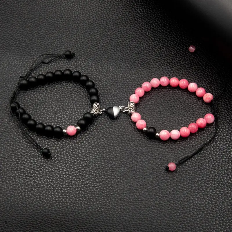 Magnetic Couple Bracelet, Fashionable Couple Bracelet, Heart Connection Bracelet, Handmade Gift for Valentine's Day & Graduation, Heart Shaped Bracelet, Matching Heart Bracelets, Bracelet Jewelry, Valentines Day Jewelry