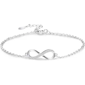 MILACOLATO 925 Sterling Silver Infinity Love Bracelet for Women Infinity Endless Love Symbol Charm Adjustable Bracelet