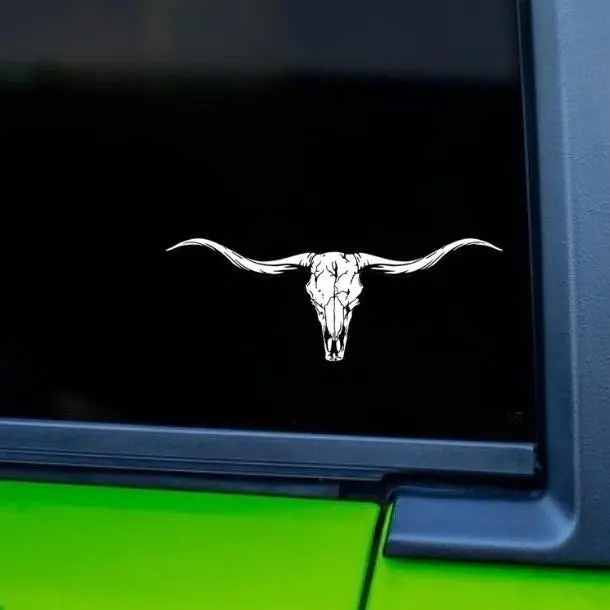 Longhorn Skull Vinyl Decal Sticker, Outdoor Adventure Gift for Him and Her, Waterproof Scratch Resistant Sticker, Car Window Laptop Decor