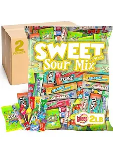 Sweet and Sour Candy Mix  2 Pounds - Individually Wrapped Bulk Mix for Parties, Goodie Bags & Gifts  Assorted Super Sour Treats for Kids, Adults & Events